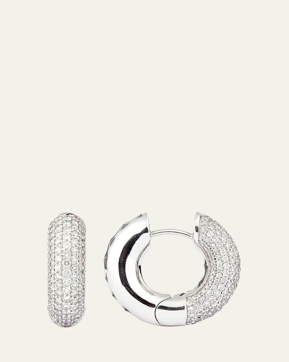 18K White Gold Fat Creole Earrings